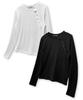 Damiswi Diagonal Snap Button Long Sleeve_White