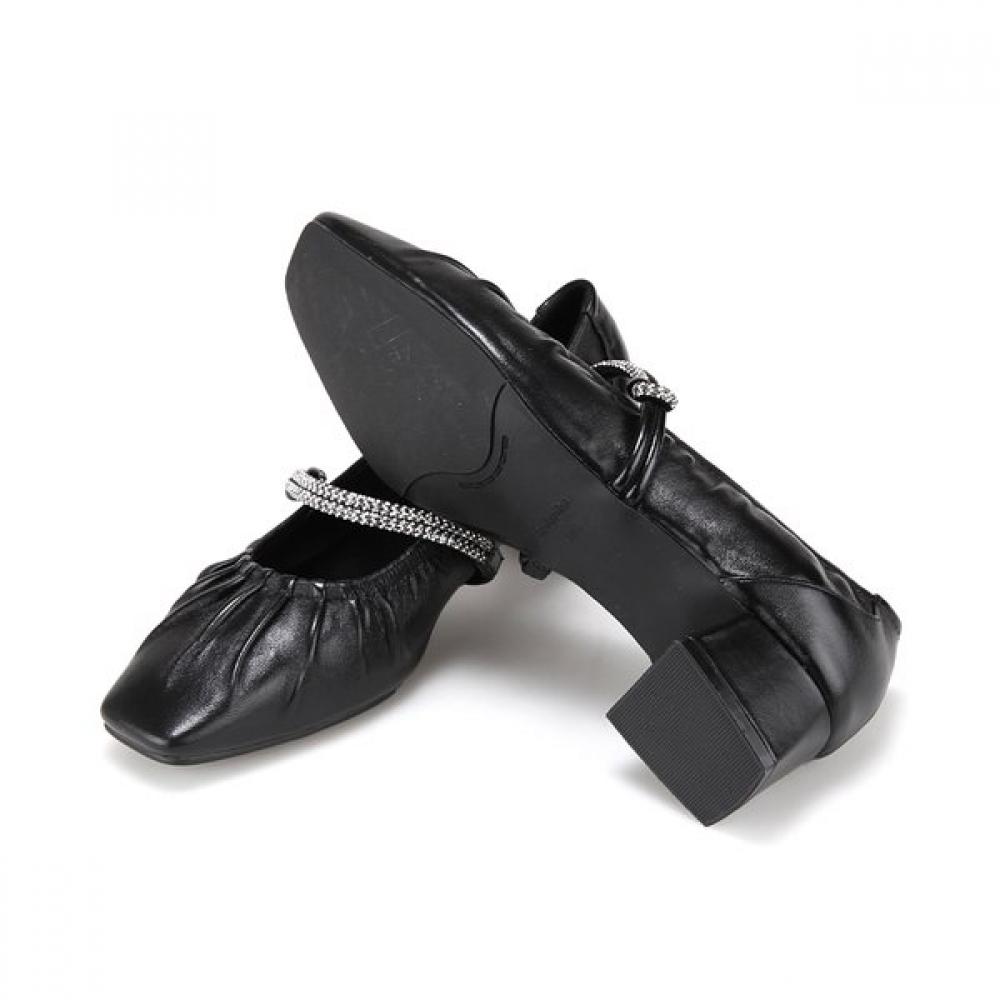 Barbara Leather Shirring Jewel Mary Jane Women S pumpS 4cm Bbj120bk
