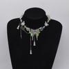 Sweet Rhinestone Butterfly Necklace Exaggerated Women's Choker Tassel Crystal Necklace  Party