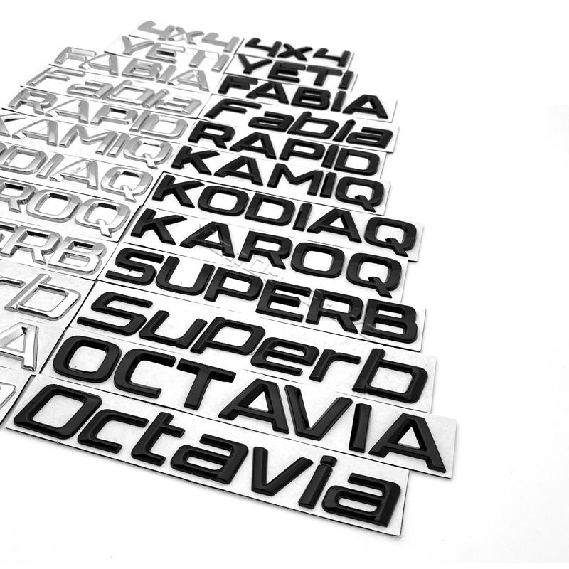Cvawr7 Lettere Metalliche per Auto Decalcomanie per Bagagliaio Stemmi Emblemi Loghi Adesivi Per Skoda Octavia Superb RAPID FABIA KAMIQ KAROQ KODIAQ YETI 4X4