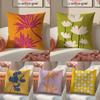 Colorful Flower Illustration Print Art Cushion Cover Pillowcase Short Plush Invisible Zipper Room Sofa Cushion Cover