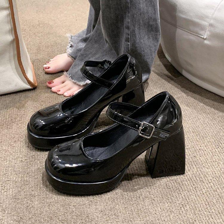 

[youshilai] temperament high heels women s 2025 spring and autumn new thick heel small leather shoes French Mary Jane shoes 35