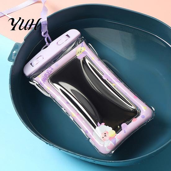 Floating Cell Phone Pouch Cute Waterproof with Airbag And Lanyard, Clear PVC Cellphone Dry Bag for Swimming Beach Touch Screen Water Pool, Sensitive