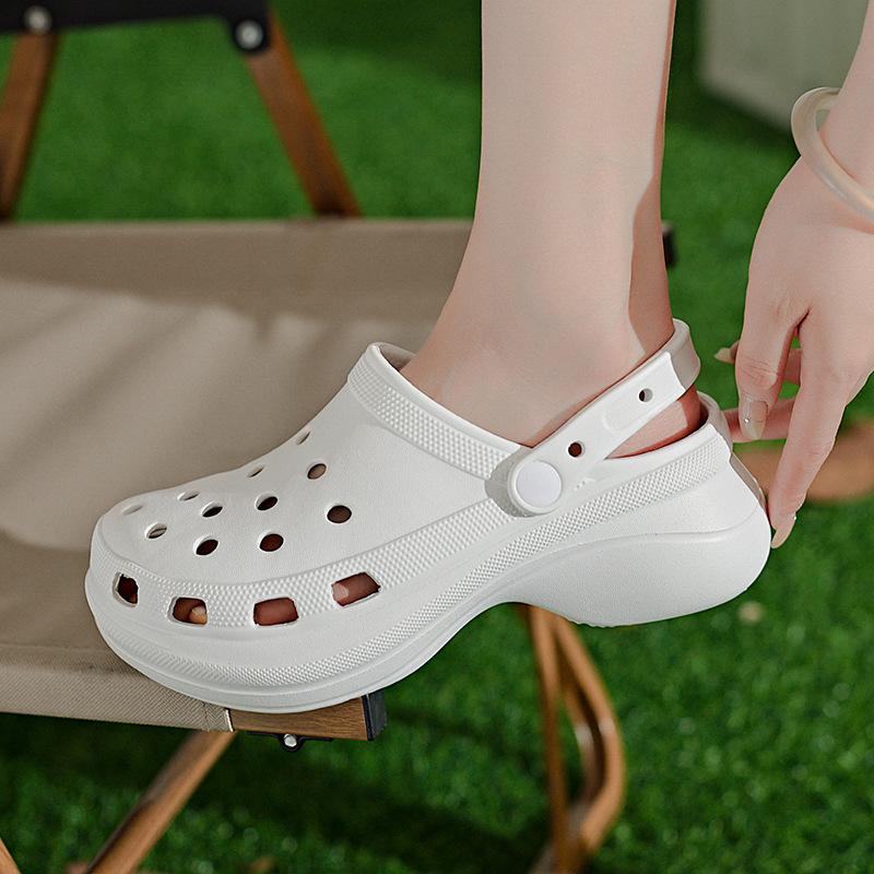 Ladies' hole shoes, summer thick soled, height increasing, anti slip sports, beach sandals, outdoor garden shoes