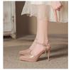Women Pumps Sexy Stilettos Fashion Bowknot Pointed Toe Thin Ankle Strap Flock Ladies High Heels Female BLACK Wedding Shoes
