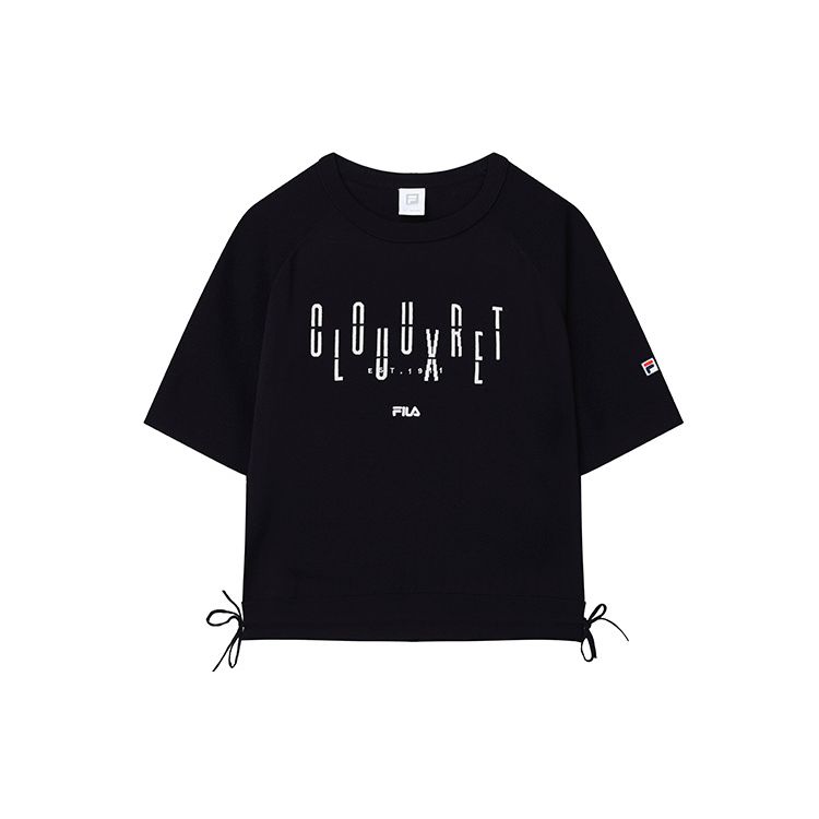 

FILA Athletics Letter Print Sports Casual Short Knit Short Sleeve T Shirt Women Tops Dark-Blue A11W223401F-NV XL