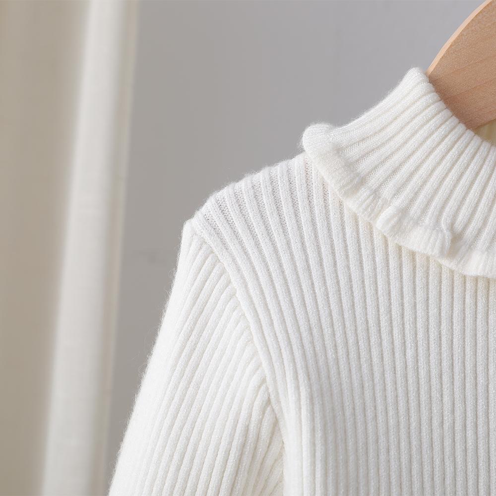 Toddler Girl Knit Sweater Ruffled Turtleneck Long Sleeve Soft Comfortable Knitwear for Little Princesses 2-6 Years