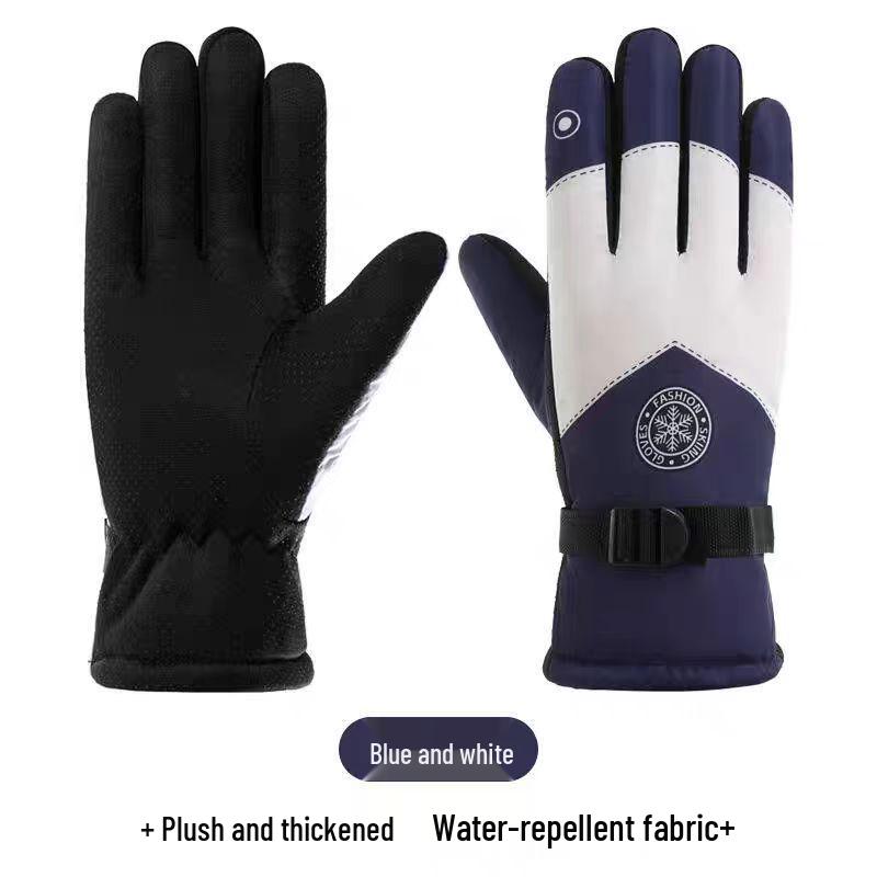 Winter Waterproof Touchscreen Motorcycle Ski Gloves - Thick, Warm, and Anti-Slip for Outdoor Riding One Size