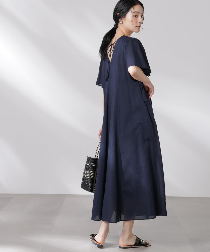 Nano Universe Made in India Cotton Flared Size S Dress, Women's, (120), Navy, 669-5119303
