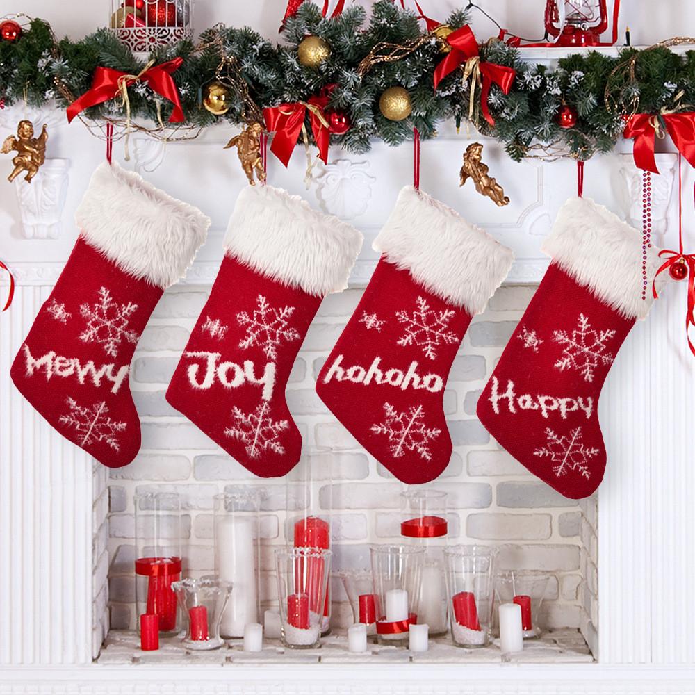 Quality Elegant High Christmas Stocking With Plush Fur Edge And Festive Letters