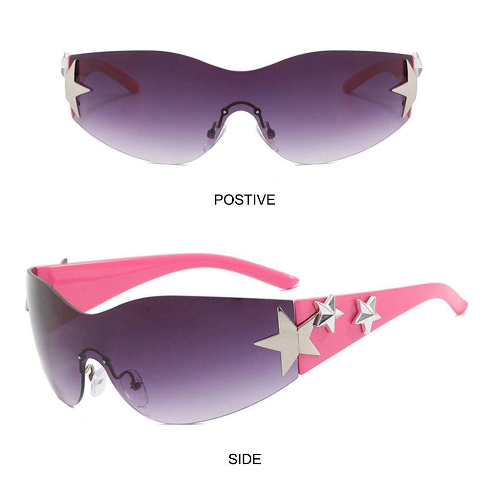 Aesthetic Y2K Sunglasses Futuristic 2000S Accessories Star Wrap Around Sun Glasses  for Women