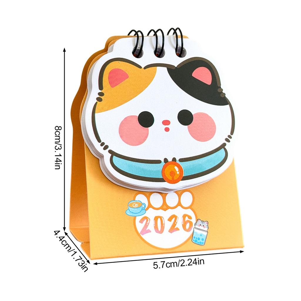 2026 Desk Calendar Cute Cat Themed Mini for Students Triangle Base Charming Wall Calendar Whimsical Illustration Student Desk Calendar