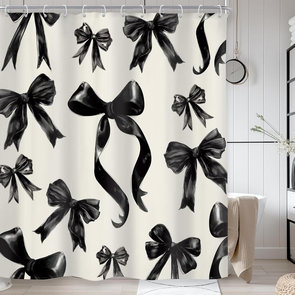 Retro Orange Floral Mushroom Shower Curtain 70s Rustic Vintage Yellow Abstract Aesthetics Poppy Flowers Mid Century Plants