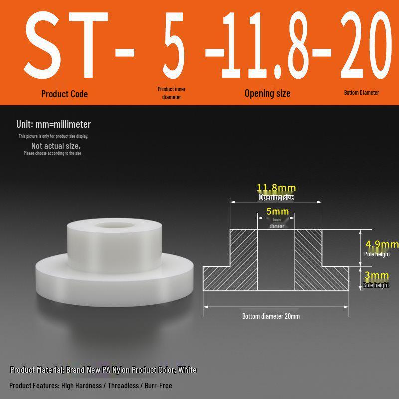 T-förmige Nylon-Unterlegscheibe: Konvex-Konkave Schraubwellenhülse, Stufen-Kunststoffscheibe, Nylonbuchse, Isolierkapsel ST2-ST35
