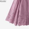 ZANZEA Women Casual Round Neck 3/4 Sleeve Loose Embroidery Blouse