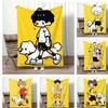 Cartoon Style Pets Warm Companionship Throw Lightweight 240G Flannel Blanket Soft Skin-Friendly For Summer Cooling