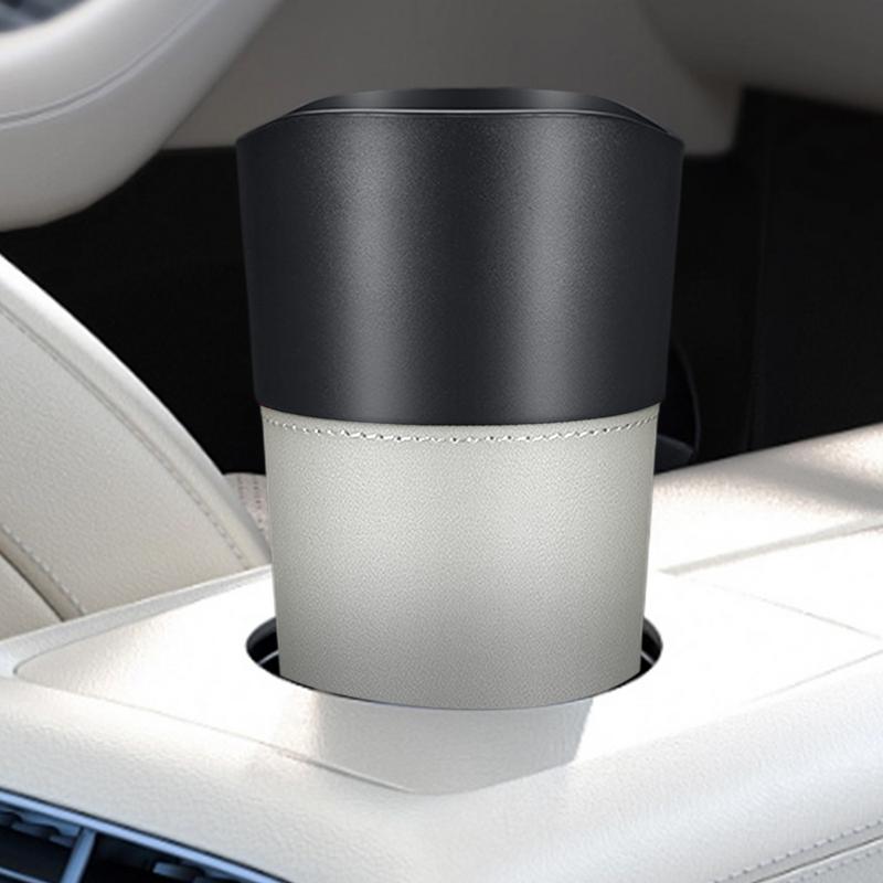 Poubelle Porte-gobelet pour Voiture Petite Poubelle Étanche Poubelle Poubelle en Cuir Contenant Polyvalent Intérieur de Voiture