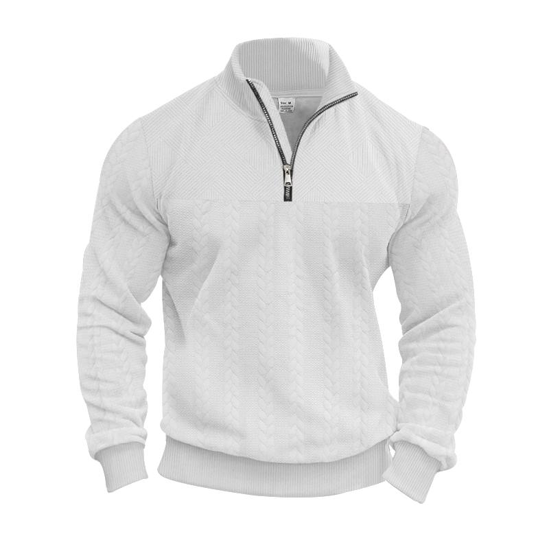 

Men s Winter And Autumn Warm Pullover Hoodie, Featuring A Quarter-Zip Design And Jacquard Pattern, Men s Long-Sleeved Hoodie S белый