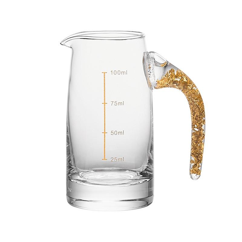 Elegant Crystal Glass Shot Cups With Pourer Set Gold Foil Matte Transparent Styles Whiskey Sake Tequila Serving