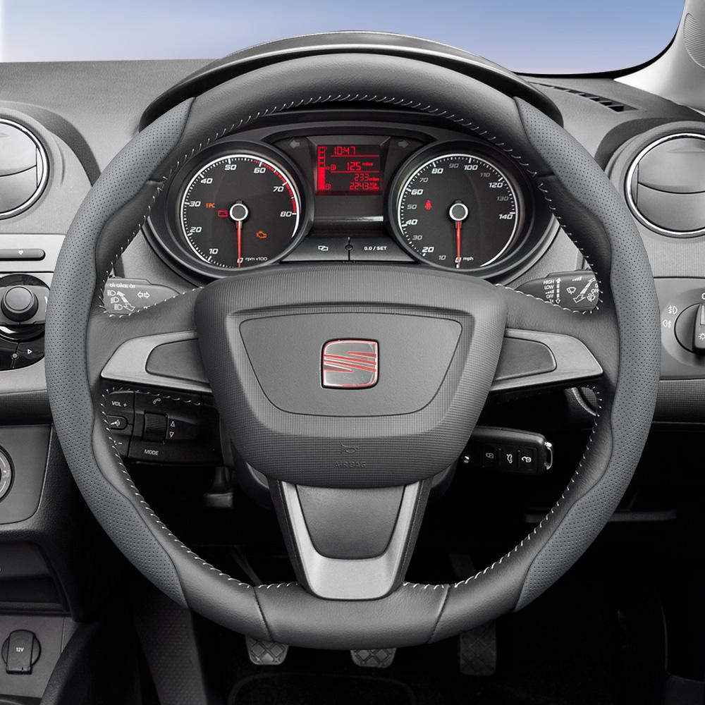 rlcp4 Suitable for Seat Breathable Leather Steering Wheel Cover with Segmented Quick-Release Design, Non-Slip and Durable, for Models Such as Ibiza,