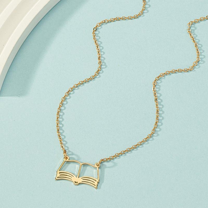 Abschluss-Saison Halskette mit hohlem Buchanhänger Einzigartige und stilvolle Choker-Schlüsselbeinkette Symbolisch und bedeutungsvoll