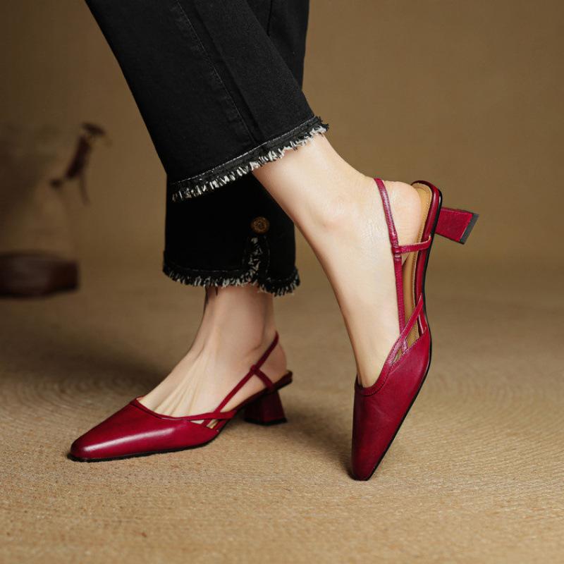 

Летние женские сумки, сандалии с открытым носком, повседневные сандалии на пряжке большого размера, сандалии на мягкой подошве из говяжьей кожи, новые сандалии на среднем каблуке с открытой пяткой 40 бордовый