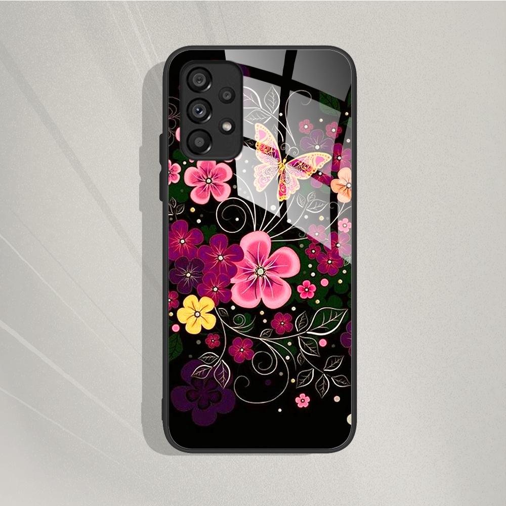 Case For Samsung Galaxy A72 Painted Tempered Glass Phone Cover For Samsung A72 A 72 5G A726B A725F Cases Silicone Bumper Coque