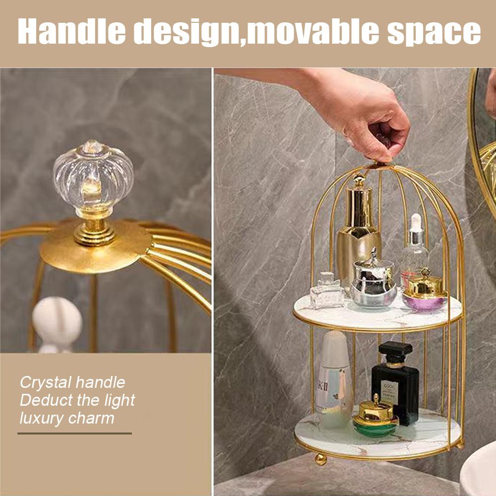 Storage Rack Light Luxury Finishing Table Rack Nordic Style Skin Care Product Bird Cage Rack