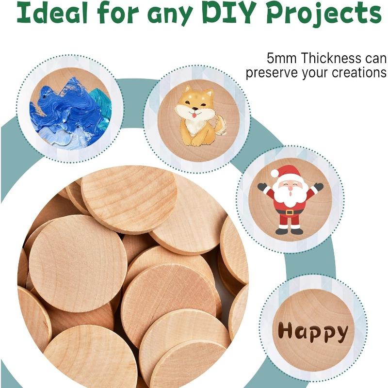 2CM Wood Rounds for Crafts Unfinished Wood Circles Discs for Wreath Boards Crafts Painting and Christmas Halloween Decoration