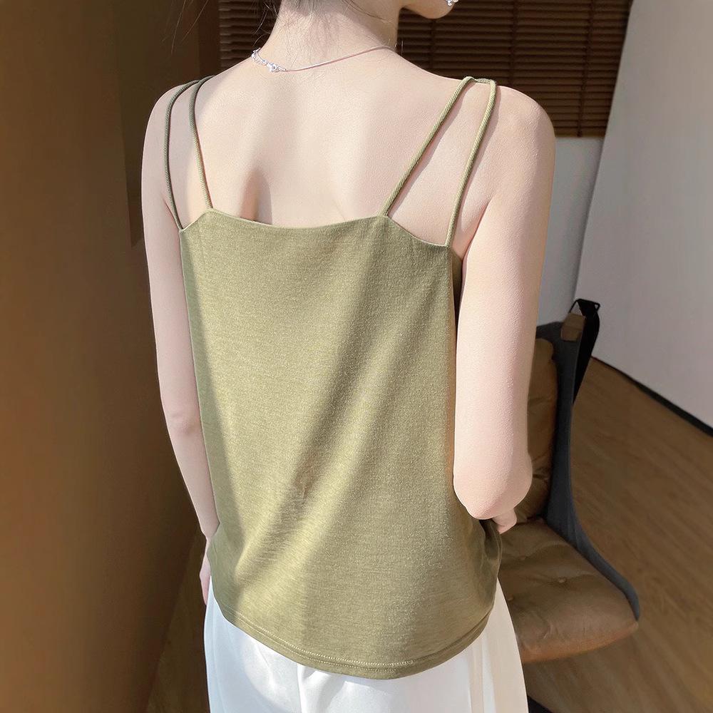 New Summer V-neck Knit Camisole with Double Shoulder Straps - Lightweight Women's Innerwear.