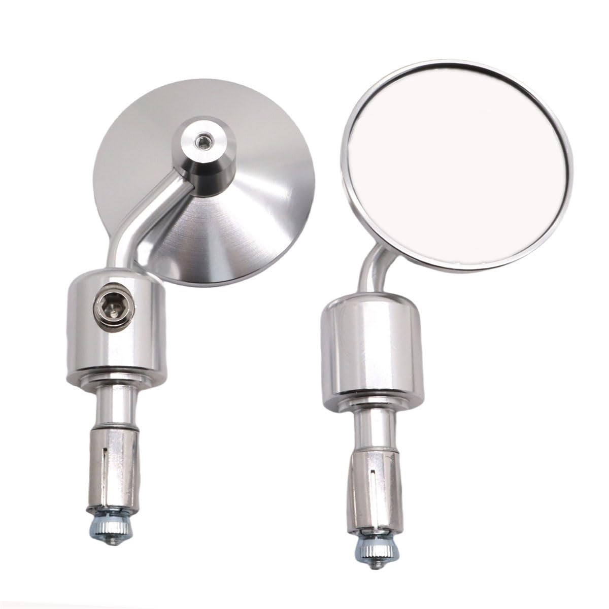 

Universal fit motorcycle rearview mirror for 22mm silver electroplated CNC machined aluminum handlebars, finish,