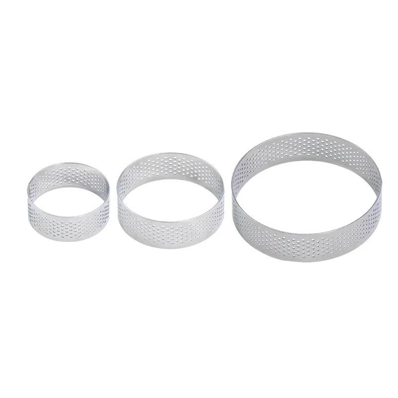 1/2/4 Stück 5cm Edelstahl Mousse Kuchenform Hitzebeständig Perforierter Runder Tarte Ring Kekse Gebäck Kreis Schneiderform Werkzeuge