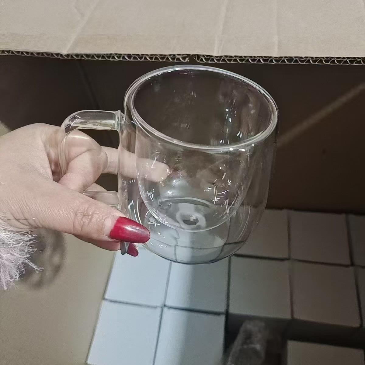 Double-Walled Heat-Resistant Glass Mug for Coffee, Milk, Juice, or Water