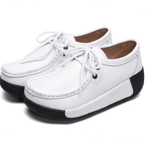 Fashion Casual women's shoes spring new thick-soled wedge-heeled shoes genuine leather rocking shoes tassel platform suede leather