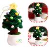 Knitted Christmas Tree  Portable Crochet Flowers Creative Knitted Ornament Handmade Artificial Flowers Crochet Christmas Decor