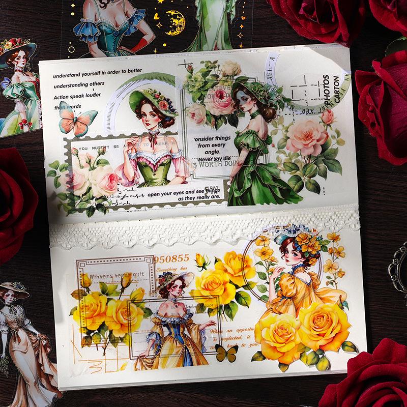 ZABC Youthful Retro Photo Stickers - 6 Vintage Styles for Journals & Collages