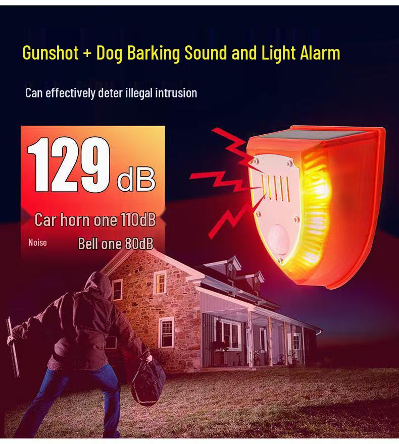 Solar Animal Repeller: Outdoor Motion-Activated Sound & Light Alarm for Wild Boars & Anti-Theft