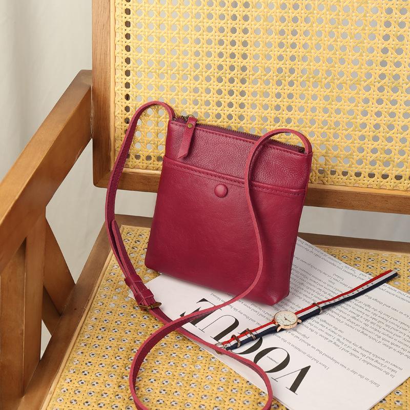 

Johnature Women s Mini Bag Fashionable Versatile Shoulder Crossbody Bag Simple Commuting Genuine Leather Phone Bag бордовый