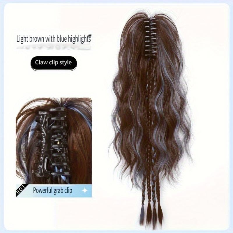 

Curly hair with colorful braids & large hair clip, stylish for holidays, parties, daily outings & work. 24inch