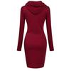 Women Casual Long Sleeve Hooded Pockets Sweater Dress