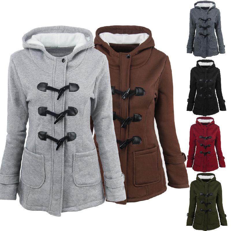 Elegant Women Trench Parka Hooded Coat Jacket Outwear Winter Warm Long Overcoat