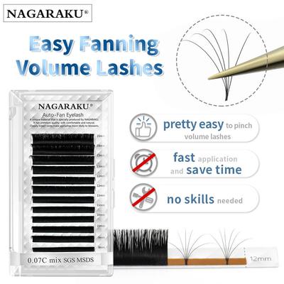 Easy Fanning Volume Lashes NAGARAKU Schwarz 12 Linien Auto Fans Wimpern