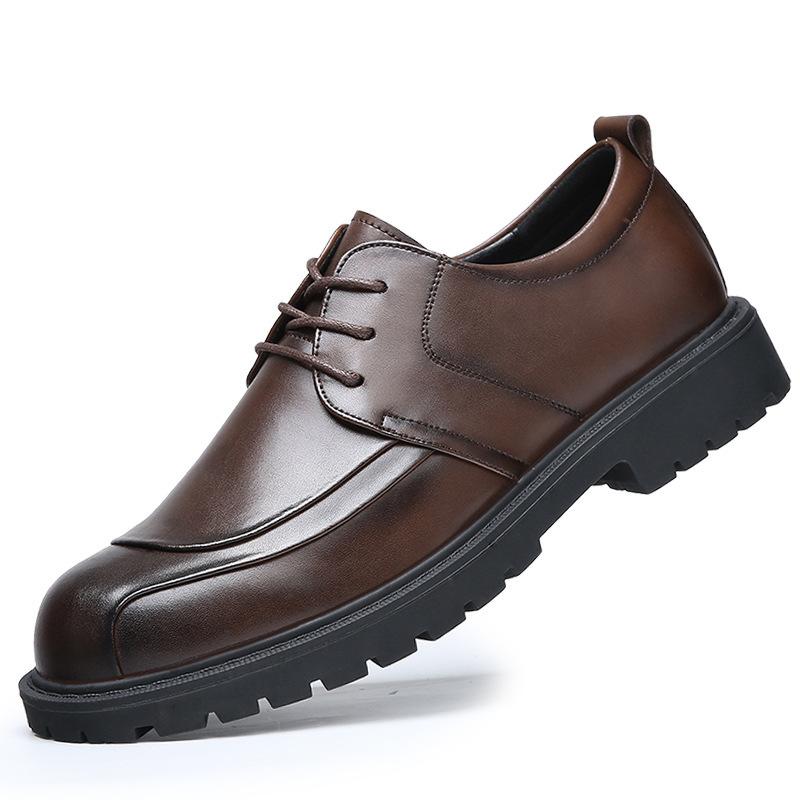 

Кожаные туфли мужские весенние воздухопроницаемость увеличивается британский стиль повседневный деловой костюм черный высококачественный свадебный жених обувь тренд 44