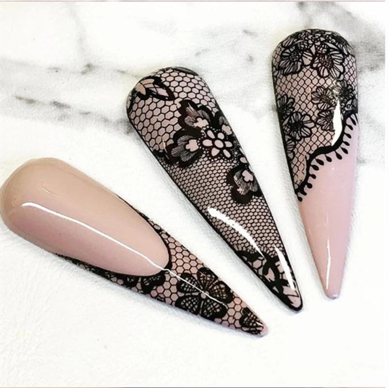 10 Rulo/Kutu Beyaz Siyah Dantel Nail Art Folyo Seti Tırnak Transfer Etiketi Kağıdı Kendin Yap Manikür Tırnak Dekorasyon Aksesuarları