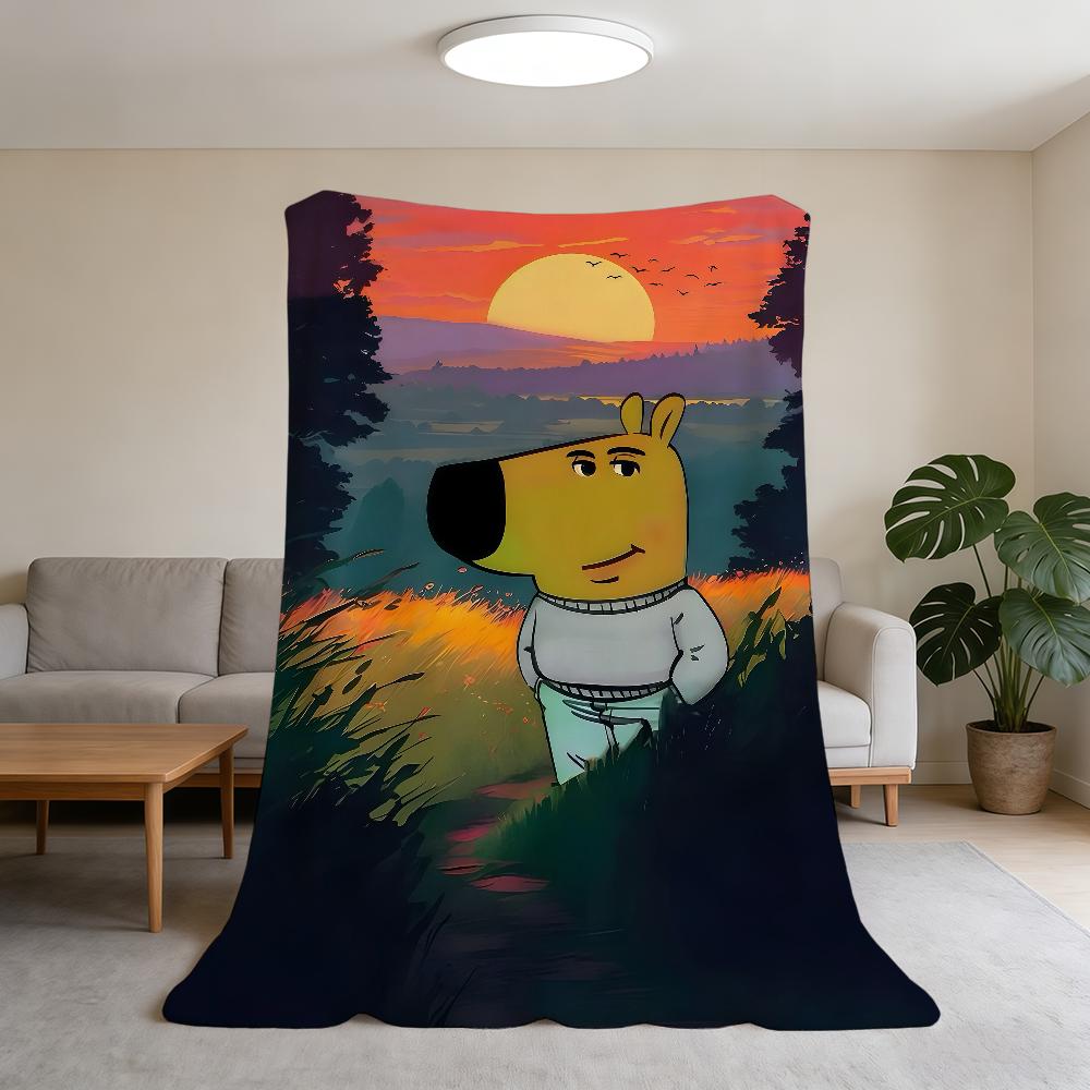 Funny Cartoon C-Chill Guy Blanket Flannel Warm Soft Throw Blanket For Room Sofa Childish Birthday Gifts 30x40in