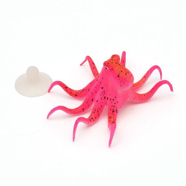 Fluorescent Marine Aquarium Decor: Octopus, Pufferfish, Squid, Angelfish красный