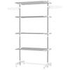 Foldable 4-Tier Clothes Drying Rack with Side Wings, 142x55x172cm, White
