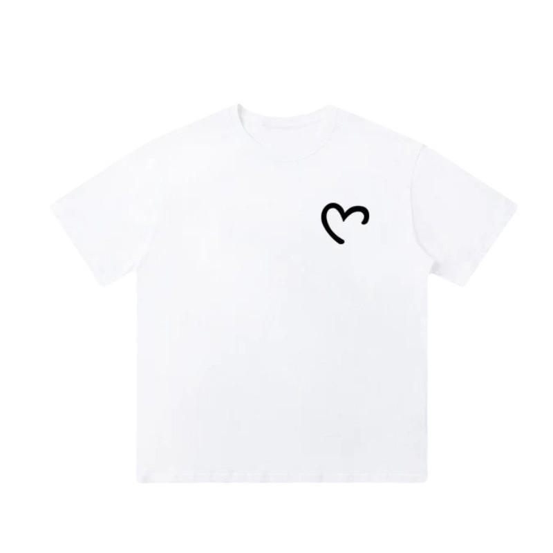 2023 Trendy Unisex Cotton T-Shirt with Heart Design - Short Sleeve, Loose Fit, Stylish Couples' Wear