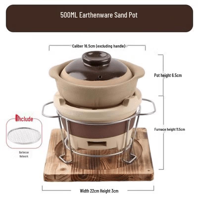 Retro Earthenware Charcoal Stove Mini Hotpot Set