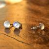 Genuine Moonstone Stud Earrings In Sterling Silver ,  Moonstone Stud , Gift for Mother , Rainbow Moonstone Stud Earrings Celestial Moonstone